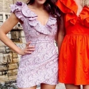 Zara Limited Edition Ruffle Lilac Purple Metallic Shimmer Dress Medium